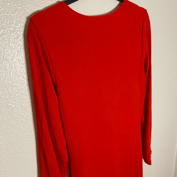 Popilush | Built-In Shapewear Long Sleeve Maxi Lounge Dress in Red - Picture 5 of 8